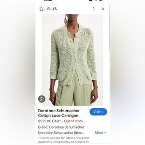 Dorothee Schumacher Cotton Love Cardigan Open Knit PALE MINT GREEN Size XS